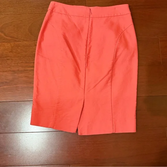 J. Crew The Pencil Skirt Coral Orange Cotton Size 0 - Picture 5 of 7